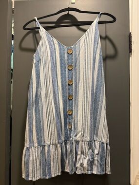 As U Wish Blue & White Striped Sundress